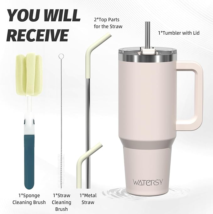 40 oz Tumbler with Handle, Tumbler with Lid and Straw, Double Wall Insulated - Image 3