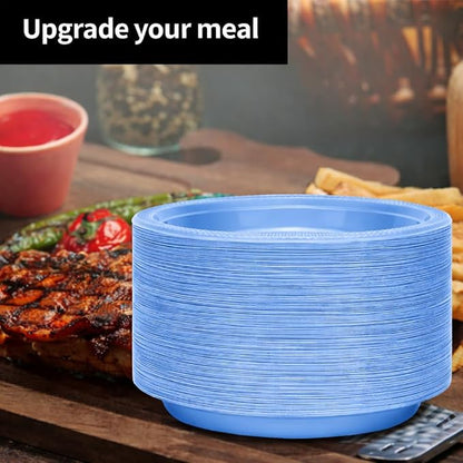 Light Blue Solid Color Plastic Premium Heavy Weight Dinner Plate 50 Count - Image 3
