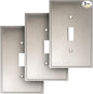 Henne Bery Soft Modern Decorative Wall Plate Switch Plate Outlet Cover (Single Toggle 3PK, Satin Nickel)