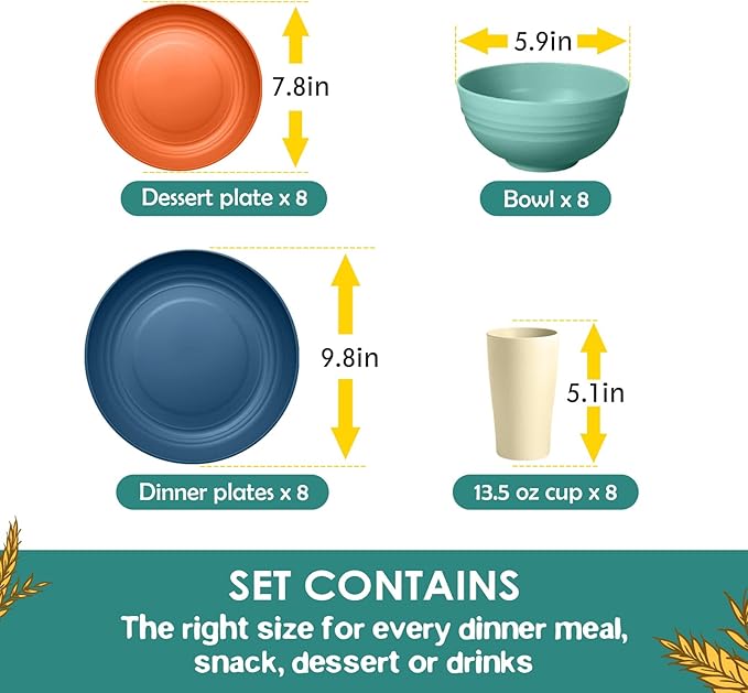 Teivio 32-Piece Plates and Bowls Sets - Image 2
