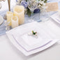 Morejoy 60 Pcs White Square Plastic Plates - White Disposable Dinner Plates 10.5" - Premium Appetizer Plate - Dessert/Salad Plate 9“ for Wedding & Birthday & Party