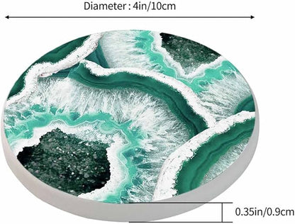 Texture of The Stone in A Cut Cup Coasters Set of 2 Delicate Beautiful Agate Design Wooden Table Apartment Decor 100% Diatomite for Drinking Glasses,4 Inches