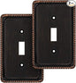 Henne Bery Rope Edge Decorative Wall Plate Switch Plate Outlet Cover (Single Toggle, 2 Pack, Aged Bronze)