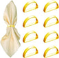 8 Pcs Gold Napkin Rings - Metal Napkin Ring(Semicircle) Stainless Steel Napkin Rings for Table Settings Wedding Christmas Party Dinner Table