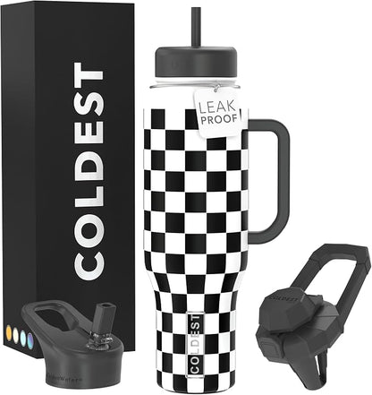 Coldest Tumbler with Handle and Straw, 100% Leak Proof Insulated Tumbler with by Coldest