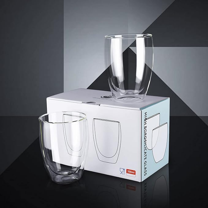 Glass Coffee Mugs Set of 2, Double Walled Clear Coffee Cups 12oz - Image 4