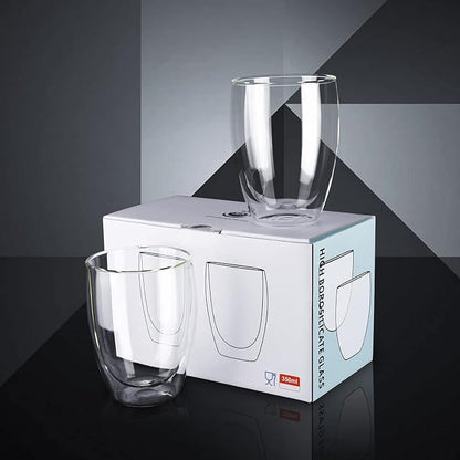 Glass Coffee Mugs Set of 2, Double Walled Clear Coffee Cups 12oz - Image 4