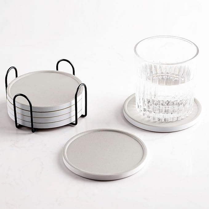 Set of 6 Warm Gray Coasters by Hoomey