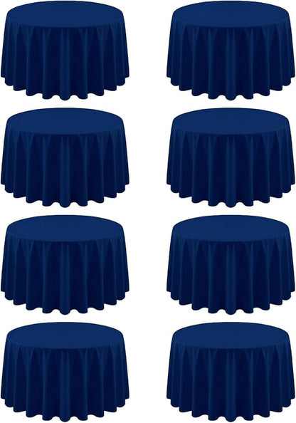 8 Pack Round Tablecloth 90 Inch Navy Blue Tablecloth for Round Tables, Washable Polyester Table Cloth Stain and Wrinkle Resistant Decorative Table Cover for Wedding Party Dining Banquet