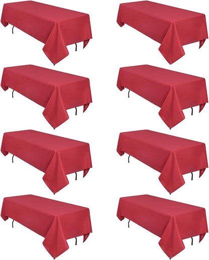 CozRhythm 8 Pack Red Valentine's Day Tablecloth 60 x 126 Inch Rectangular Table Cloth for 8 Foot Rectangle Tables, Wrinkle Resistant Washable Polyester Fabric for Buffet Wedding Party