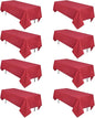 CozRhythm 8 Pack Red Valentine's Day Tablecloth 60 x 126 Inch Rectangular Table Cloth for 8 Foot Rectangle Tables, Wrinkle Resistant Washable Polyester Fabric for Buffet Wedding Party