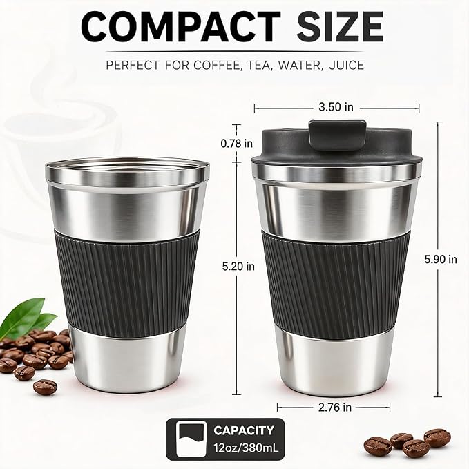 Coffee Mug with Leak Proof Lid, Travel Mug Stainless Steel Tumbler, Double Wall - Image 4