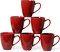 MONITO 17oz Ceramic Coffee Mugs Set of 6, Glossy Red Large Mugs by MONITO