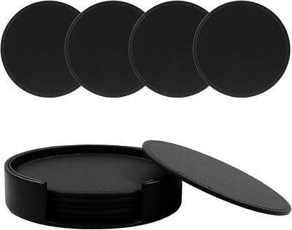 Leather Coasters for Drinks Set of 6 by Rierdge