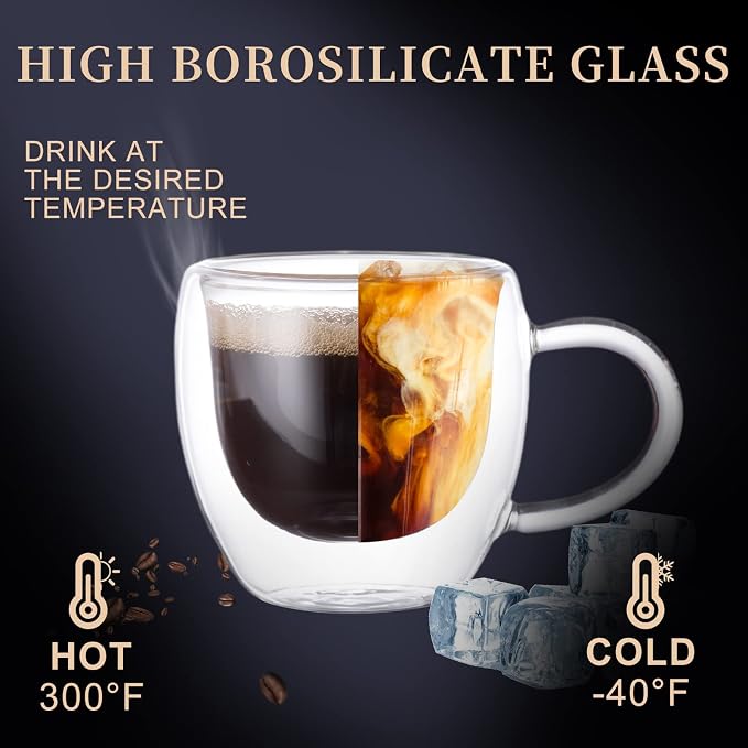 PARACITY Double Wall Glass Espresso Cups and Clear Coffee Mugs, Air-Gap Design - Image 5