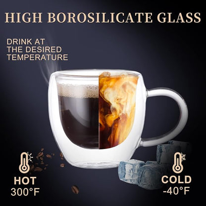 PARACITY Double Wall Glass Espresso Cups and Clear Coffee Mugs, Air-Gap Design - Image 5