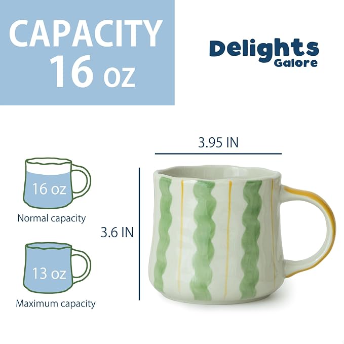 Striped Ceramic Coffee Mug Set of 4 - Image 7