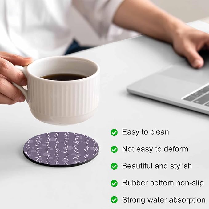 Vintage Lines Coasters Set of 6, Non-Slip Cup Coaster Mat - Image 4