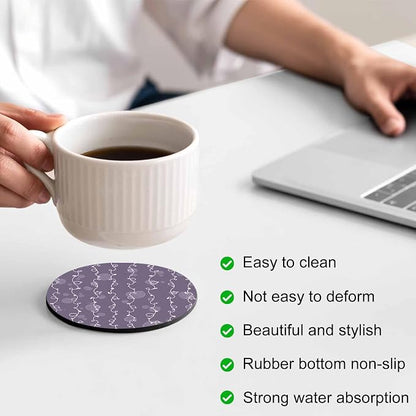 Vintage Lines Coasters Set of 4, Non-Slip Cup Coaster Mat - Image 4