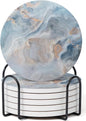 Set of 6 Abstract Blue Marble Coasters by Hoomey