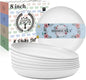 Homienly Wheat Straw Plates, 8 Inch Dessert Plates Set of 8, Unbreakable White Round Plate - Alternative to Plastic Plates, Lightweight Microwave and Dishwasher Safe Plate Set for Camping - White