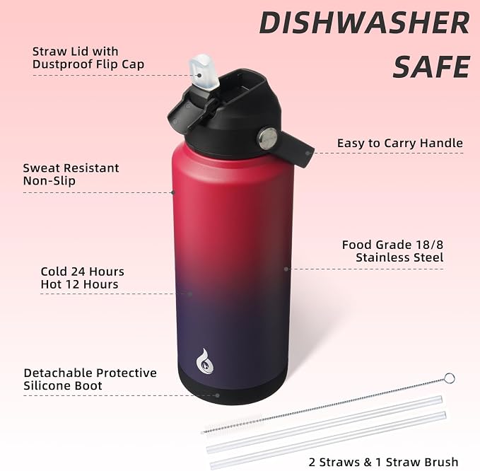 BJPKPK 32oz Insulated Water Bottle, Stainless Steel Bottle - Image 3