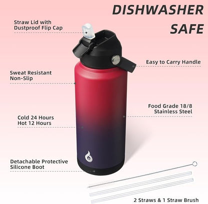 BJPKPK 32oz Insulated Water Bottle, Stainless Steel Bottle - Image 3