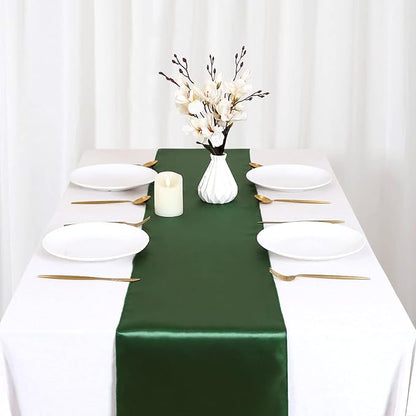 Forest Green Satin Table Runners 12x108 inch 5 Pcs Bright Satin Silk Fabric | - Image 7