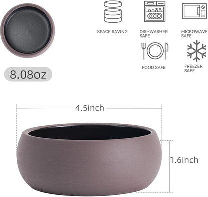 Uaral Small Bowls 8 Ounces Dipping Bowl Color Clay Flat Base Bowl Set, Two-Tone - Image 5