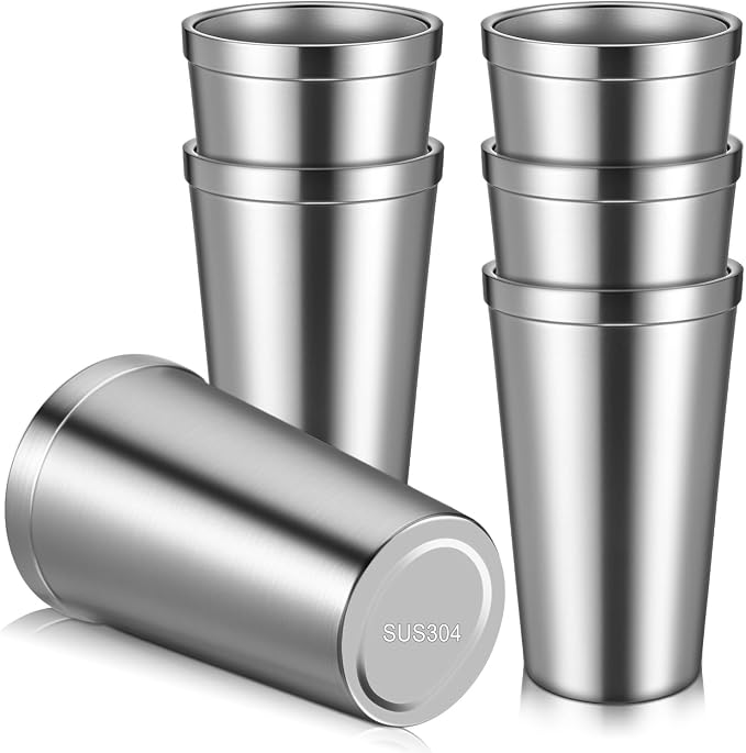 JJUNW 6 Pack Stainless Steel Cup 16 oz | Stackable Double Wall Vacuum Insulated by Unknown
