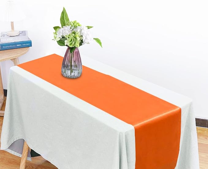 Orange Table Runners, 12x108 Inches, 6 Pack | Bright Satin, Silk and Smooth - Image 2