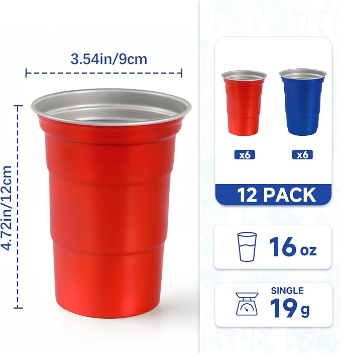 16oz Aluminum Cups Reusable Metal Party Cup - Image 3