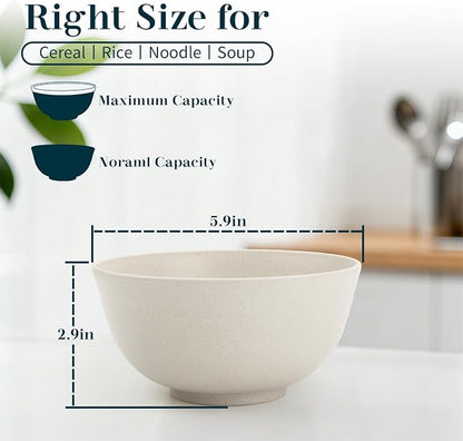 Wheat Straw Bowl 26 OZ, Unbreakable Ramen Bowls Set of 8, Alternatives to - Image 2