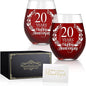 Perfectinsoy 20 Years Happy Anniversary Wine Glass Set of 2, Happy 20th by Perfectinsoy