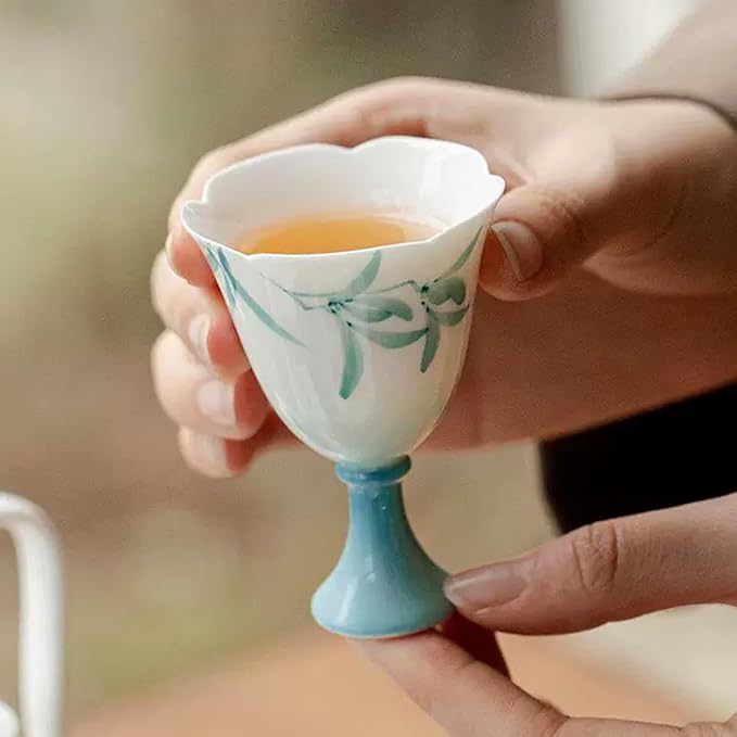 KAMMAK Ceramic Tea Cups Set of 2, 1.5 oz, Vintage Small Teacups, 686N | Hand - Image 4
