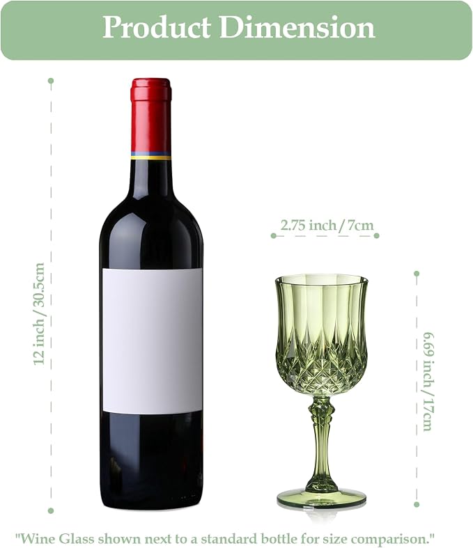 XUWAIDSGN 24 Pcs 7oz Plastic Vintage Wine Glasses Drinking Glasses Unbreakable - Image 3