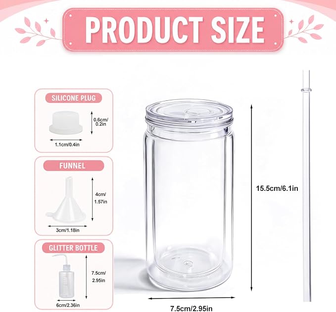 YOUKE OLA 20 Pack Acrylic Snowglobe Tumbler Pre-Drilled Double Wall Plastic - Image 2