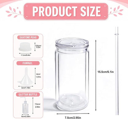 YOUKE OLA 20 Pack Acrylic Snowglobe Tumbler Pre-Drilled Double Wall Plastic - Image 2