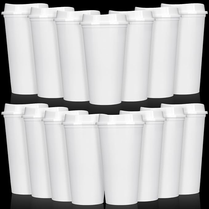 Domensi 15 Pack Reusable Plastic Coffee Cups by Domensi