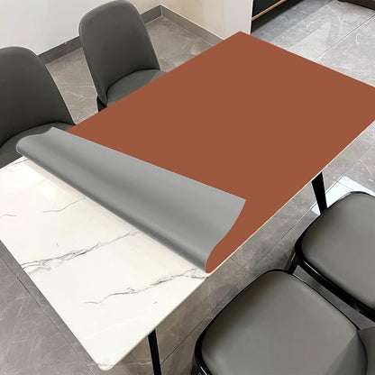 Table Protector Pad for Dining Room Table - Can Be Used On Both Sides Waterproof and Easy to Clean Good Flatness Used for Dining Table(Brown+Gray 46x96)