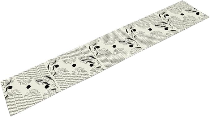YCness Boho Mid Century Modern Table Runner Black White Dining Table Decor - Image 8