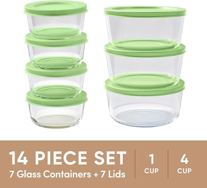 14-Piece Glass Food Storage Containers Set | 1-Cup & 4-Cup, Leakproof | - Image 3
