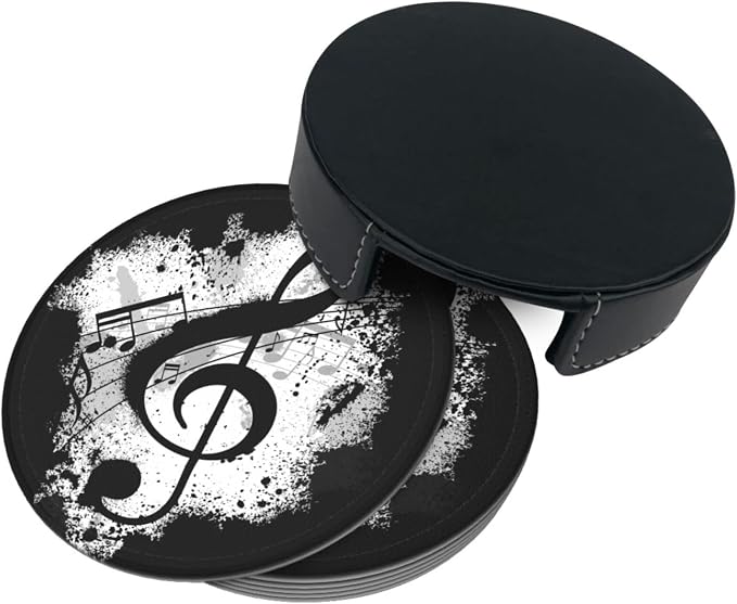 6 Pcs Music Note Leather Coasters - Image 4