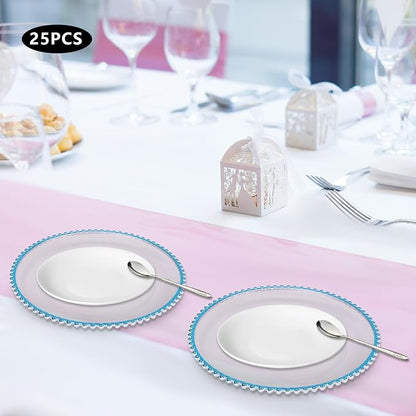 25 Pack Reusable Plastic Clear Charger Plates, 13 Inch Charger Plates - Image 4