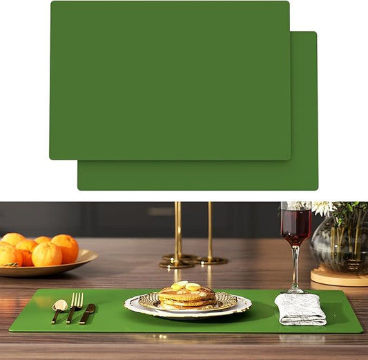 2-Pack Extra Thick Silicone Counter Mats - 24”x16” Large Heat Resistant Kitchen Countertop Protector, Non-Slip Hot Pad Trivet for Air Fryer, Hot Pots & Pans, Coffee Maker(Green)