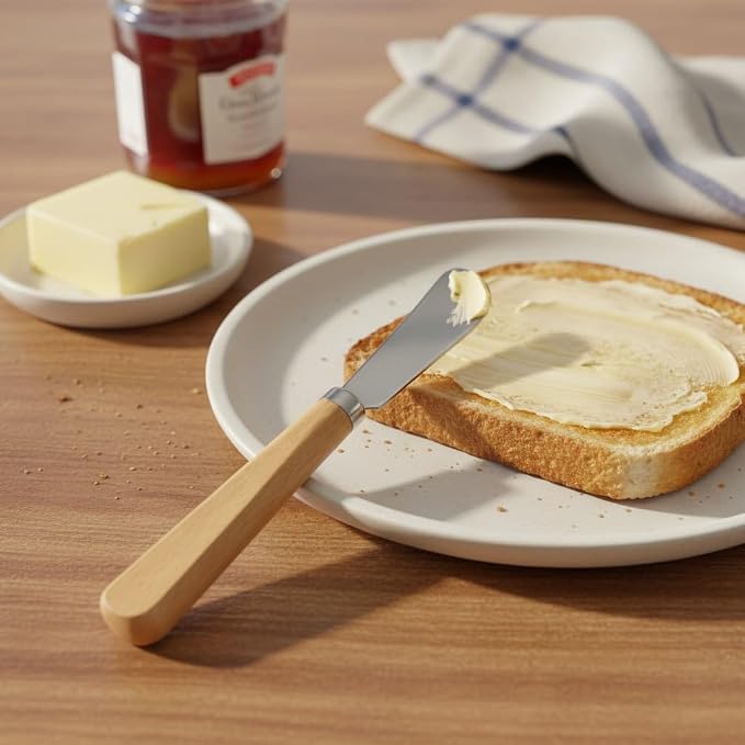 LacusMare Butter Knives Set of 2, Beechwood Handle, Durable Stainless Steel - Image 7