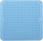 Silicone Dish Drying Mat for Multiple Usage,Easy clean,Eco-friendly,Heat-resistant Silicone Mat for Kitchen Counter or Sink,Refrigerator or Drawer liner Light Blue M 12 inches x 12 inches