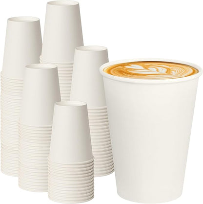 12 oz White Paper Coffee Cups, Disposable Hot Cups by PACKINNO