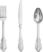Silver Plastic Silverware Set Heavy Duty Vintage 120Guests Wedding | Embossed by supernal