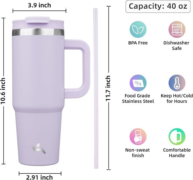 Konokyo 40 oz Insulated Tumbler Water Bottle - Image 4